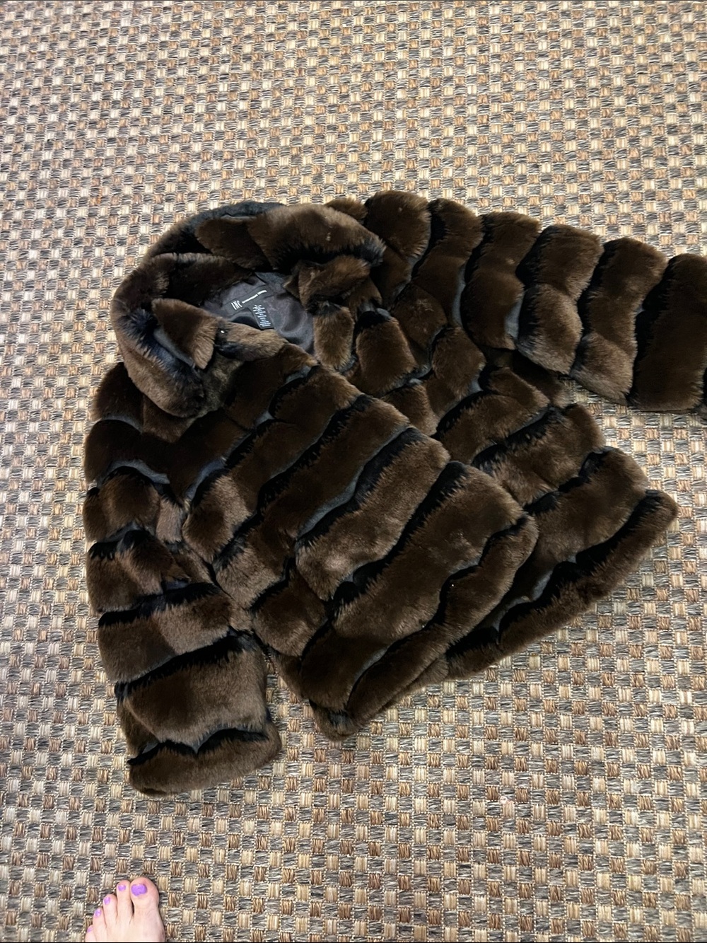 INC International Concepts Dark Brown Faux Fur Coat